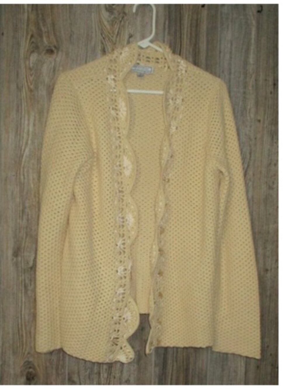 Women's George Simonton Says Cream Cardigan Open Front Size Medium Boho Classic